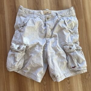 Vintage Y2K Hollister Cargo Shorts Khaki Distressed Utlity Baggy Men's Size 34